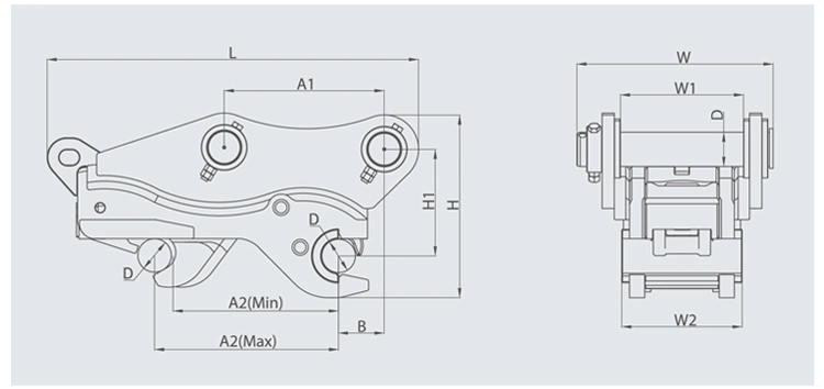 Bucket Attached Kubota K008-3 Excavator Attachments Quick Coupler