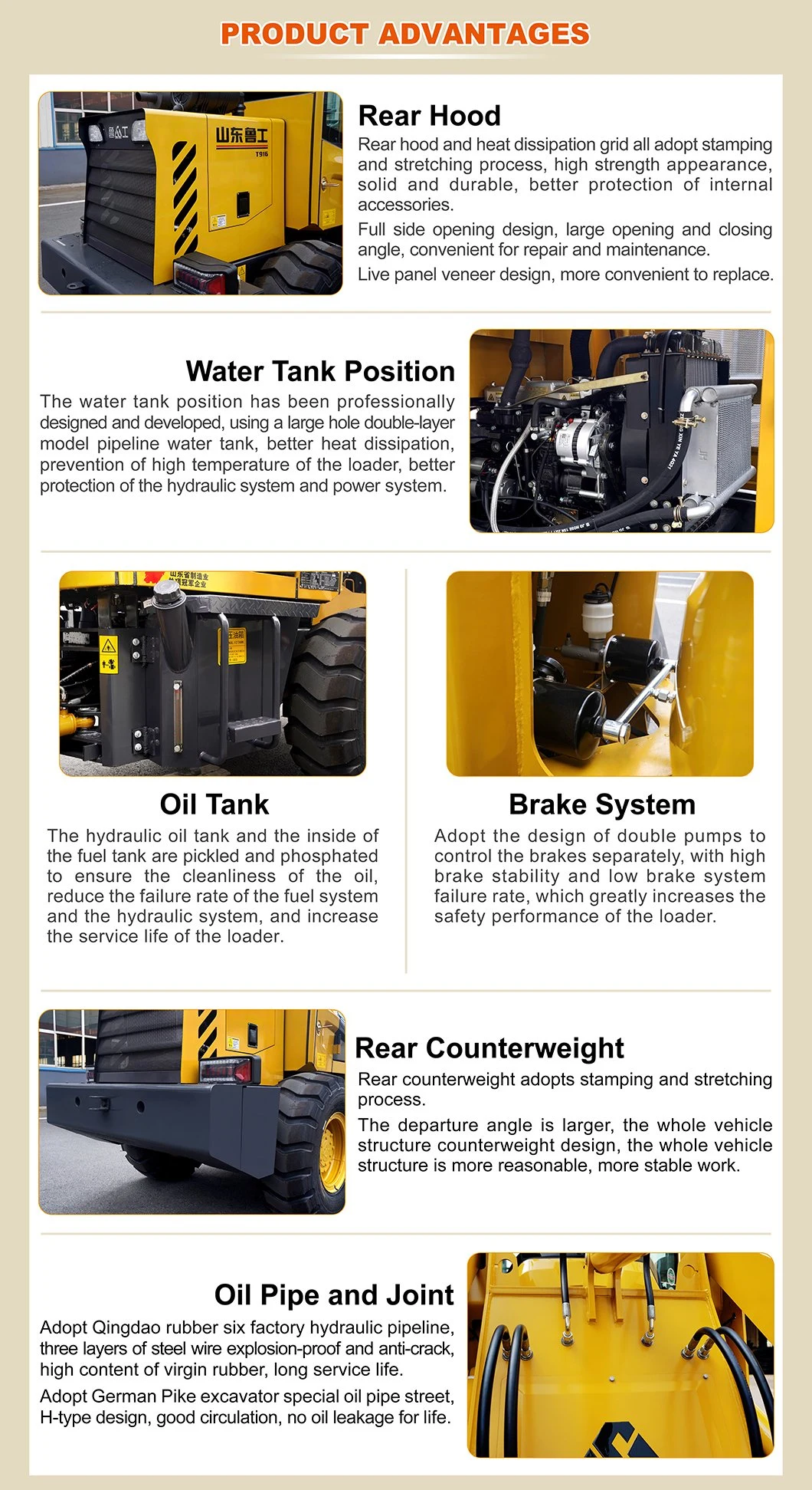 Basic Customization! China Lugong Factory Mini 4WD 0.5/1/1.5/2/2.5t Loaders Skid Steer/Telescopic/Front End/Bucket Wheel Loader T916 with EPA/Eac/CE/ISO/Euro 5