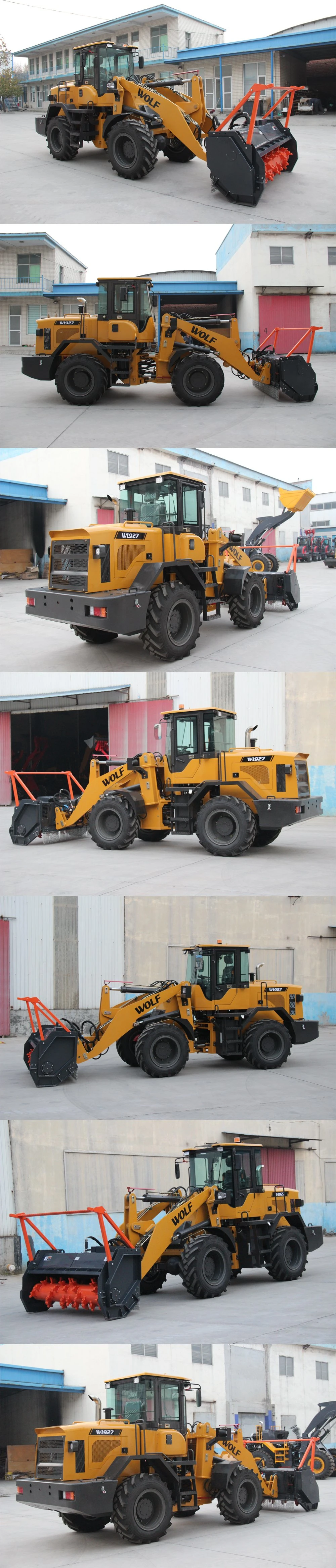 Wolf 3 Tons/3t/3000kg Mini/Bigger/Larger Front End Wheel Loader with Auger/Sweeper/Snow Bucket/Snow Blade/4 in 1 Bucket