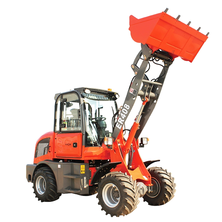 Everun Factory Supply 0.8ton Mini Front End Loader Er408 Small Farm Compact Loader with Snow Removal Attachments