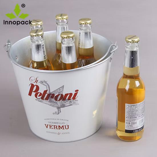 Verzinkter Vintage-Gartenaufbewahrungs-Blumenkübel aus Metall mit Seilgriffen